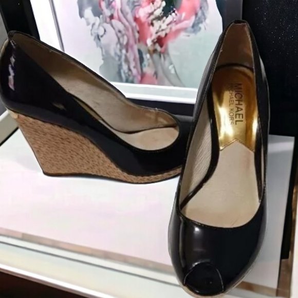 Michael Kors Black Espadrille Wedges - Picture 1 of 11
